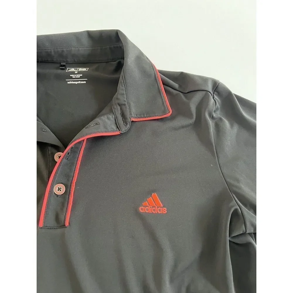 Adidas‎ Golf Polo Size Medium Black With Pink Trim
